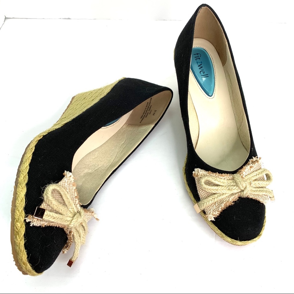 FITZWELL Casual Summer Black Canvas and Jute Espadrilles, 9.5M - Picture 8 of 10
